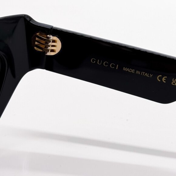 NEW GUCCI GG1294S 001 WOMEN SHINY BLACK GREY CAT EYE SUNGLASSES GUCCI - Picture 12 of 13